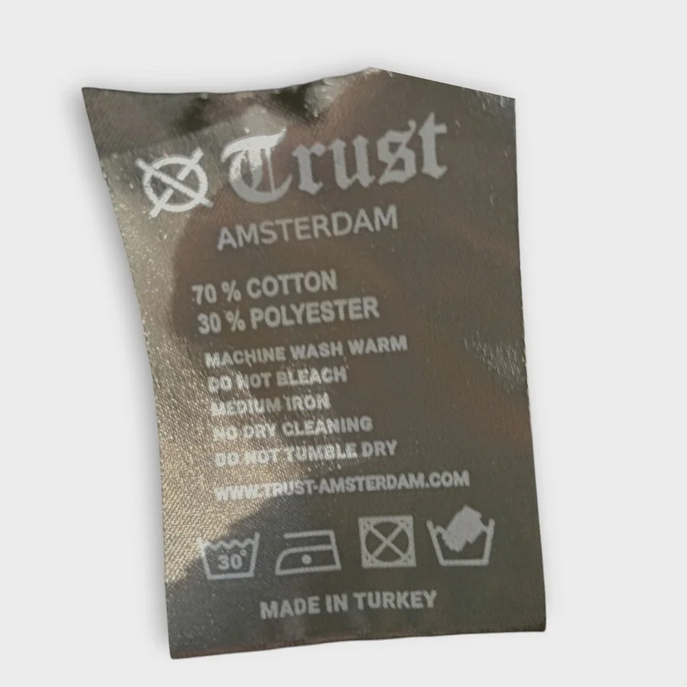 TRUST Amsterdam‎ Mens Sweatshirt Sz L Black Graphic Crewneck Streetwear Pullover
